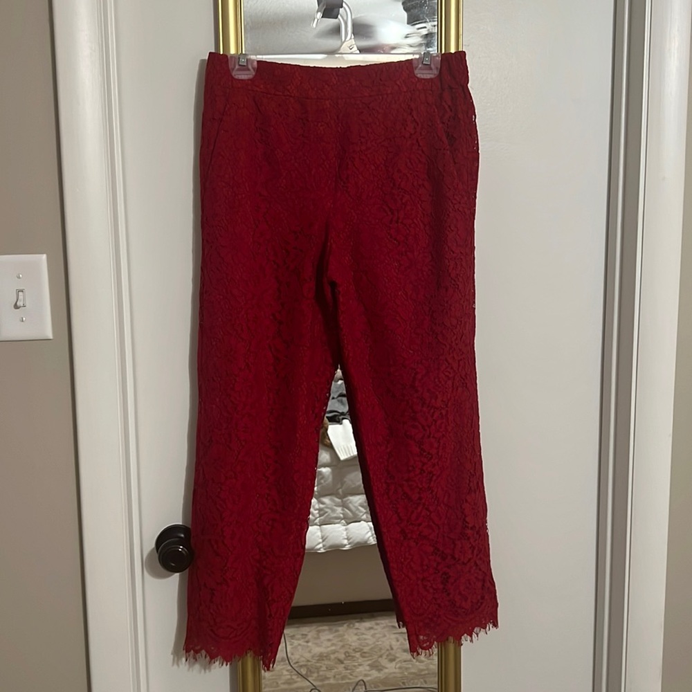 J. Crew Red Lace Dress Pants Sz. 6